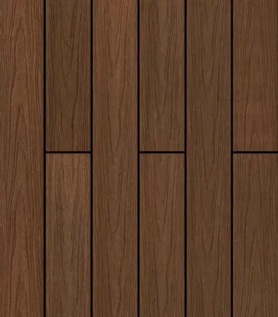Tarima encapsulada exterior Twin en color RedWood, con un acabado de madera rojiza